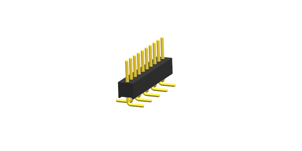 圆孔排针1.27mm 单排 立贴（塑高2.2 塑宽2.2）